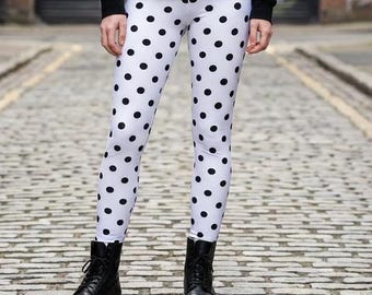 Leggings estampados de lunares blancos y negros