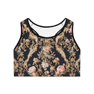 Bougie Floral Sports Bra, Stylish Workout Top, Gym Bra, Activewear for Women, Fitness Gift, Casual Lounge Bra