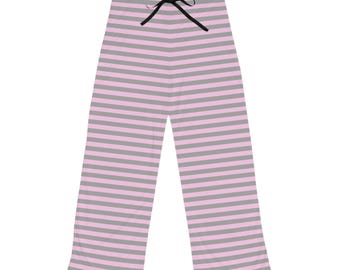 Pink & Gray Striped Women's Lounge Pants, Soft Loungewear, Comfy Bottoms, Cute Loungewear Trousers, Cozy Wear for Her