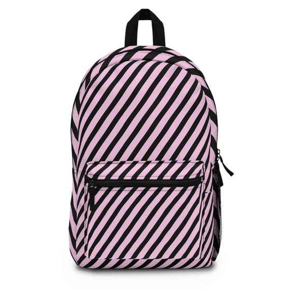 Chic Striped Backpack for School or Travel - Stylish Pink 