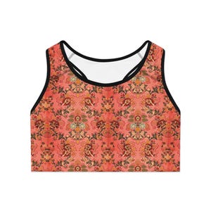 Bougie Floral Sports Bra, Stylish Workout Top, Gym Bra, Activewear for Women, Fitness Gift, Casual Lounge Bra