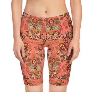 Floral Women&#39;s Bike Shorts - Comfortable Floral Athletic Shorts for Cycling, Fitness, Yoga, Summer, Activewear