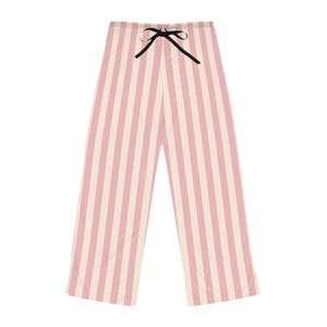 Pink & Cream Striped Women&#39;s Lounge Pants, Soft Loungewear, Comfy Bottoms, Cute Loungewear Trousers, Cozy Wear for Her