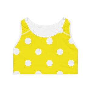 Sujetador deportivo Sunny Polka Dot, ropa deportiva, ropa de fitness, equipo para entrenar, ropa de gimnasio, ropa deportiva de verano, sujetador deportivo bonito