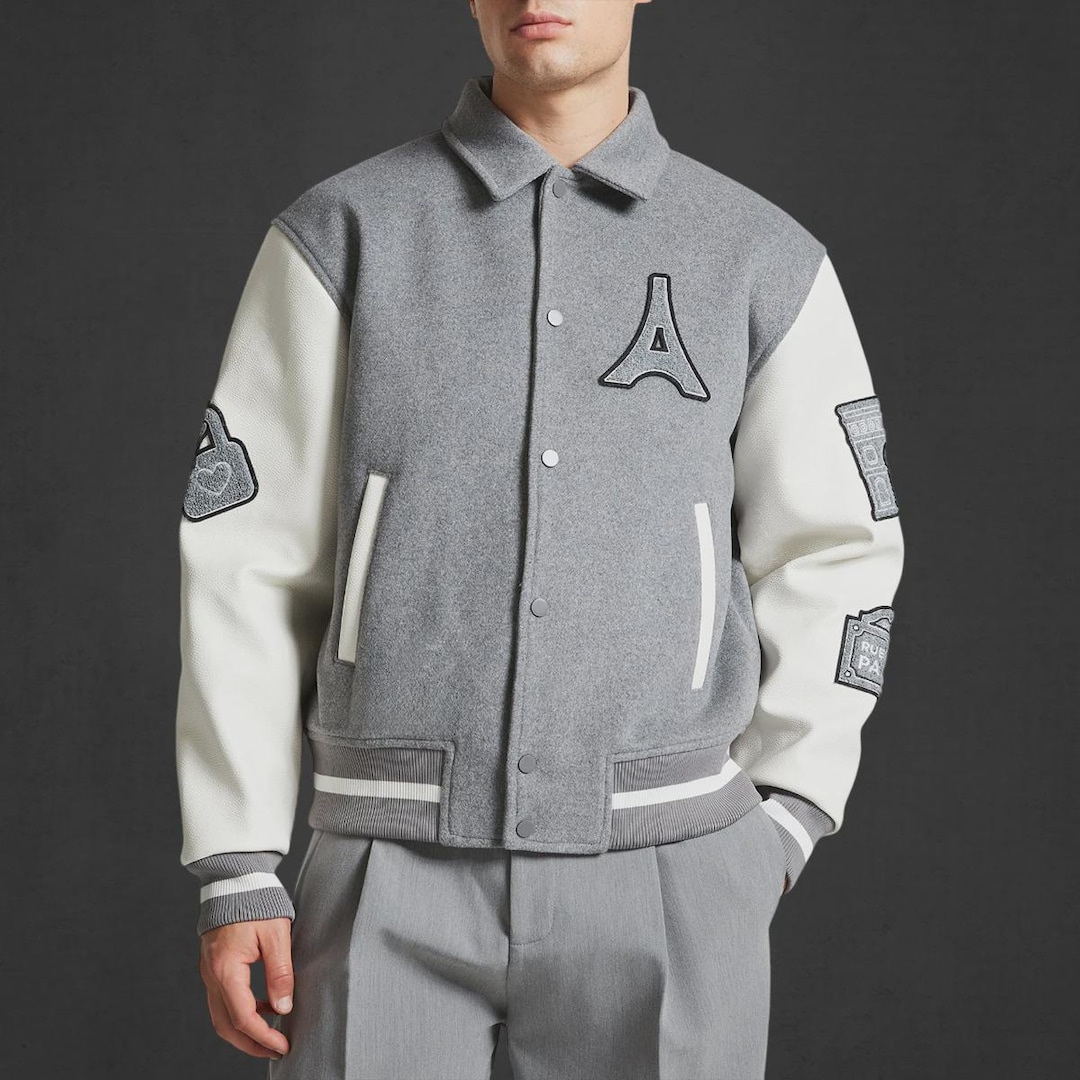 Paris Mona Lisa Varsity Jacket: Embroidered Wool-blend Letterman