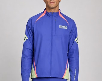 Veste de finisher du Marathon de Berlin 2026 | Coupe-vent Legend Race bleu colorblock | Cadeau pour coureurs (homme/femme)