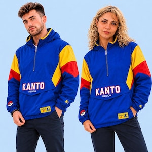 Unisex Pokemon Kanto Region Jacket | Blue Starter Pullover | 30th Anniversary Gamer Gift Retro Streetwear