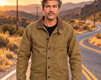 Kyle Chandler Lanterns Jacket, Hal Jordan Brown Cotton Deck Jacket, Vintage Workwear Utility Coat