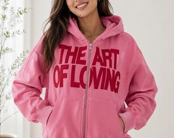 The Art of Loving Olivia Dean Pink Hoodie | Graphic Zip-Up Sweatshirt | Music Fan Gift