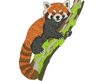Diseño de bordado de panda rojo / 3 tamaños / Lindo panda bordado a máquina / Bordado de animales salvajes / Descarga instantánea / PES DST