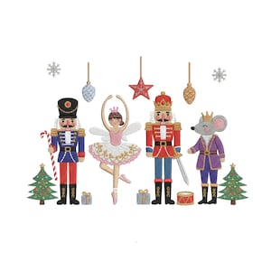 Nutcracker Ballet Embroidery Design | Christmas Machine Embroidery | Holiday Soldier & Ballerina Pattern | Pes Dst File