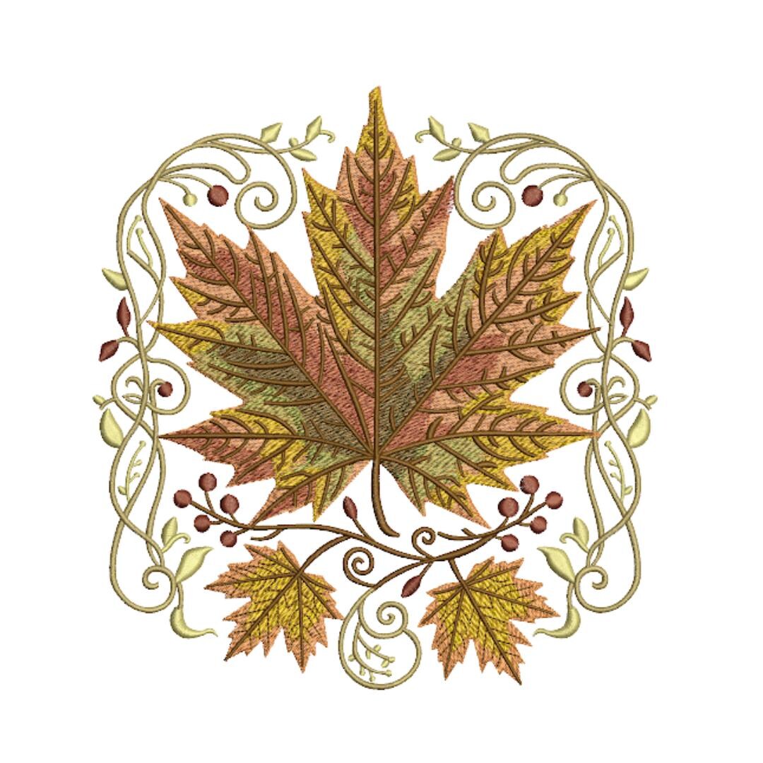 Fall Maple Leaf Embroidery Design – Autumn Machine Embroidery Pattern ...