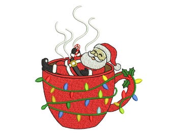 Retro Santa Machine Embroidery Design | Christmas Santa Embroidery Pattern | Holiday Machine Embroidery File | Instant Download | PES DST