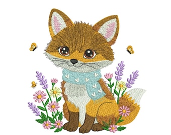 Woodland Fox Machine Embroidery Design | 3 Sizes | Forest Animal Pattern | Baby Fox Embroidery File | Instant Download PES DST