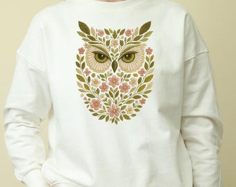 Floral Owl Embroidery Design: Boho Woodland Bird (Digital File)