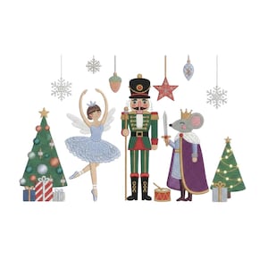 Nutcracker Ballet Embroidery Design: Ballerina, Mouse King (Instant Download)