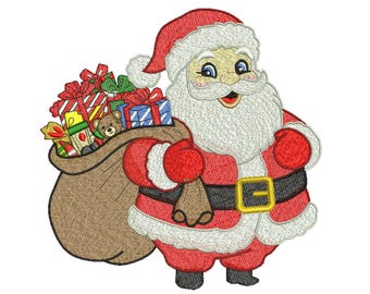 Santa Claus with Gifts Embroidery Design – 3 Sizes (Instant Download)