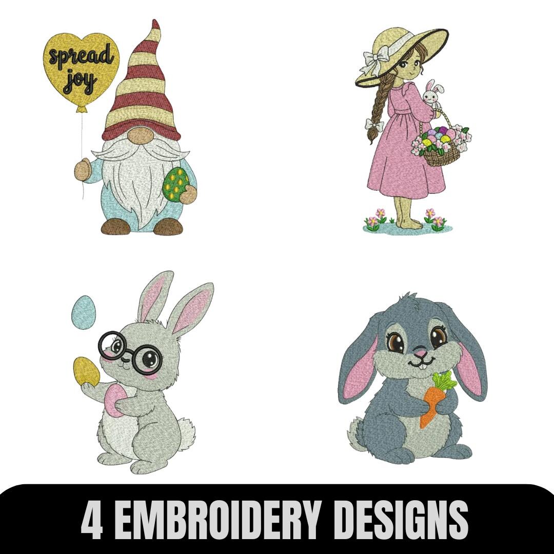 4 Easter Embroidery Design Bundle | Spring Machine Embroidery Pattern ...