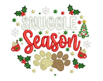 Snuggle Season Stickdatei Weihnachtshund Pfote Maschinenstickerei in 3 Größen
