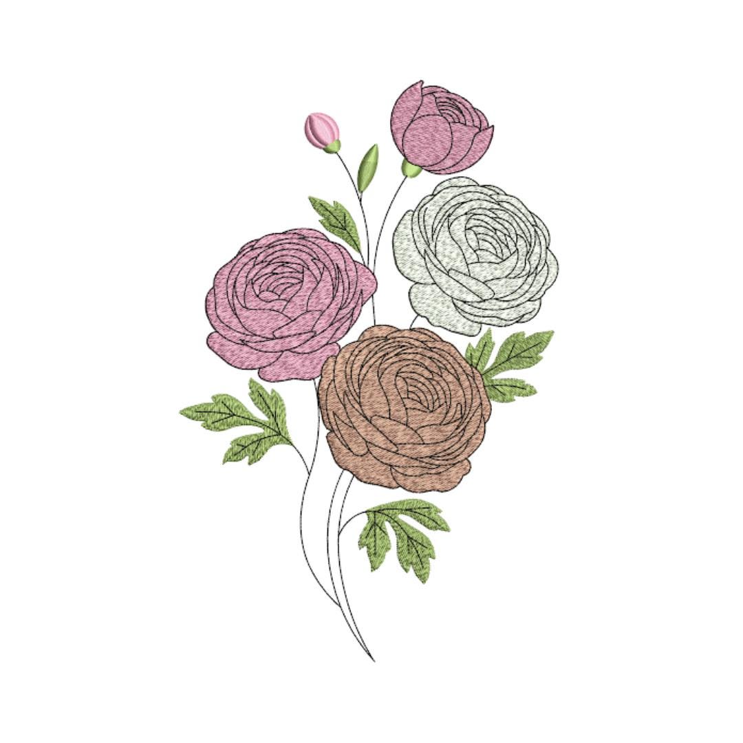 Rose Bouquet Embroidery Design | 3 Sizes | Vintage Floral Rose Machine ...
