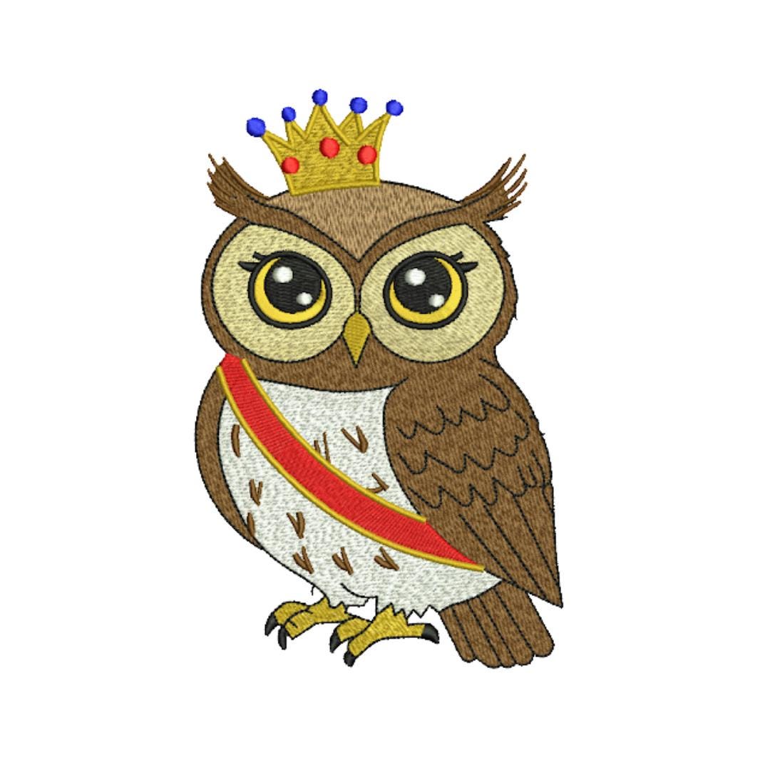 Owl Machine Embroidery Design | 3 Sizes | Crowned Owl Animal Machine ...