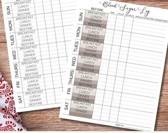 Blood Sugar Log, Gestational Diabetes Tracker, Type 2 Diabetes Log, Daily Health Journal, Diabetes Management Tool,  Daily Tracker Printable
