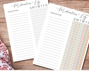 Medication Log, Medication Tracker, Medical Planner, Health Tracker, Pill Organizer, Medication Reminder, Medical Tracker, Medical Planner