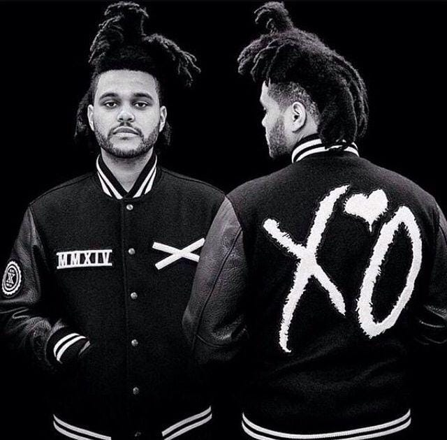 Men's Black Wool Leather Varsity Jacket | XO Style Weeknd