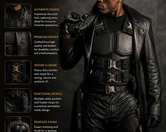 Blade Wesley Snipes Black Leather Trench Coat Men | Blade Costume