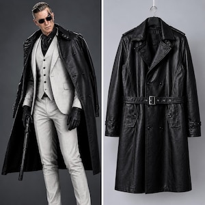 Casaco de couro preto do Zeno de Resident Evil Requiem | Fantasia de cosplay do Zeno de RE9 | Jaqueta gamer inspirada em Albert Wesker | Fantasia masculina de Halloween