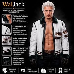 Smoker Marine Leather Jacket | One Piece Anime Cosplay | White Leather jacket