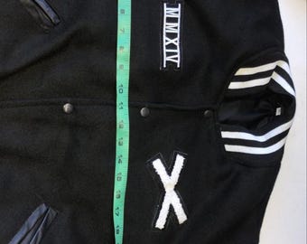 Black Varsity Jacket Men | Wool Letterman Bomber With Leather