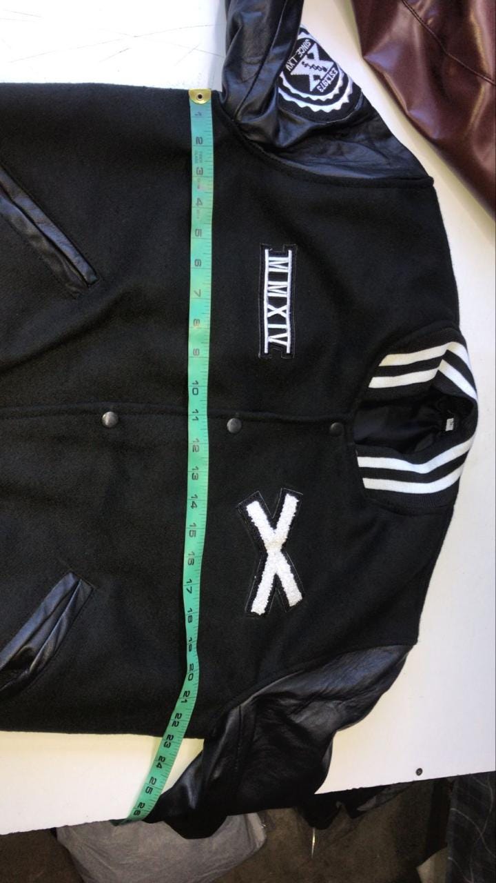 Men's Black Wool Leather Varsity Jacket | XO Style Weeknd