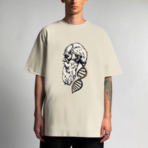 Herren T-Shirt, Aquarell Wunder T-Shirt - Evolution Wissenschaft Kunst T-Shirt - Charles Darwin Geschenk für Biologen, übergroßes Shirt, grafisches Herren T-Shirt
