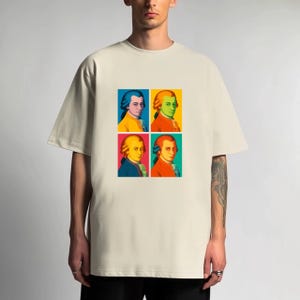 Music Lover Tee, Classical Music T-Shirt, Composer Shirt, Gift for Musician, Oversized Men&#39;s Shirt, Mozart Design