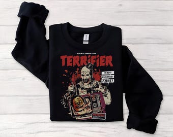 Horror Movie Sweatshirt, Terrifier Art The Clown Sweatshirt, Scary Horror Clown T-Shirt, Scary Clown Tee, Horror Fan Gift Unisex