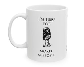 Funny Mushroom Ceramic Coffee Mug: Morel Support