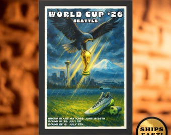 Seattle World Cup Framed Print: 2026 Soccer Skyline Art