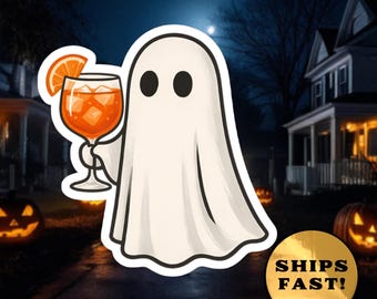 Aperol Spritz Ghost Sticker: Fun Vinyl Decal for Laptops, Water Bottles