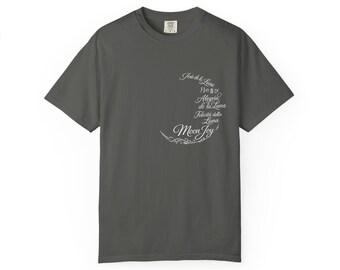 Camiseta con caligrafía de luna creciente "Moon Joy" / camiseta con escritura poética