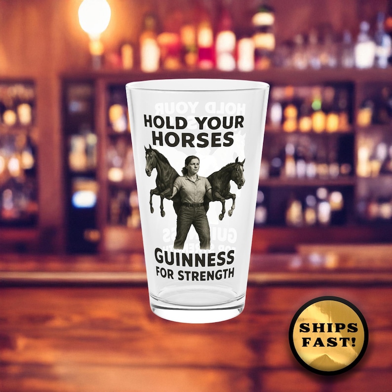 Vaso de pinta Guinness: Frase "No te apresures" - Artículos de bar para el día del Derby imagen 1