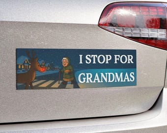 Grandma Reindeer Car Magnet: Funny Christmas Bumper Decor