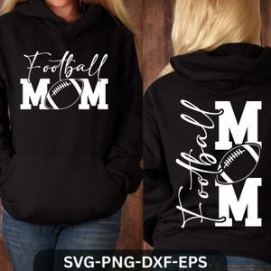 Voetbal moeder SVG | Cheer Mom SVG | Voetbal moeder voor- en achterkant svg | Voetbal moeder png, dxf, eps, svg gesneden bestanden voor de Cricut en Silhouette