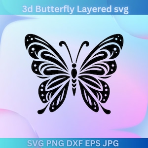 Papillon SVG, SVG papillon 3D, papillon SVG en couches, fichiers papillon pour Cricut, clipart papillon, papillons Svg, Silhouette