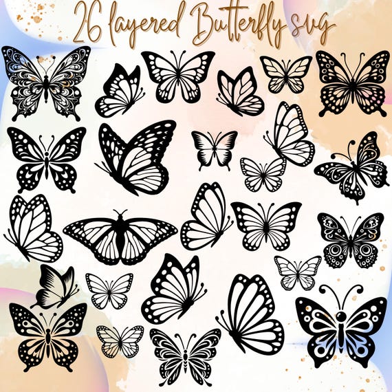 Butterfly SVG bundle, 26 Unique Designs Butterfly SVG, Butterfly SVG Layered, Butterfly Files for Cricut, Butterfly Clipart, dxf,eps,pdf