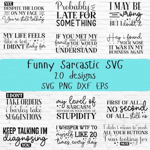 Sarcastic Quotes SVG Bundle: Funny Sassy Designs (20 Files)