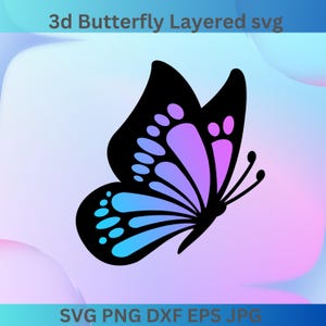 Vlinder SVG, 3D-vlinder SVG, vlinder SVG gelaagde, vlinderbestanden voor Cricut, vlinder clipart, vlinders SVG, silhouet
