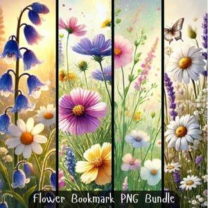 Bookmark PNG, Flower Bookmark PNG Bundle of 4, Bookmark Quote png, Printable bookmark,Books png, Bookmark Template png, Reading png