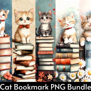 Bookmark PNG, Cat Bookmark PNG Bundle of 5, Bookmark Quote png, Printable bookmark, Books png, Bookmark Template png, Reading png, Cat Png