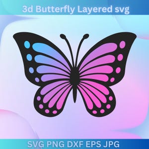 Papillon SVG, SVG papillon 3D, papillon SVG en couches, fichiers papillon pour Cricut, clipart papillon, papillons Svg, Silhouette
